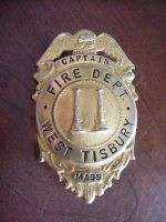 Obsolete Fire Dept. Captain Badge West Tisbury, Mass MA  