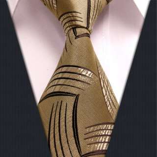 G9 Geometrical Beige Khaki Brown 100% Silk Mens Ties Necktie New 