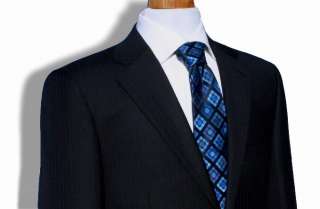 Valentino $1595 Navy Pinstripe 2BT 150s Mens Suit  