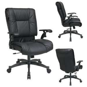  Black Leather Conference Chair with Real Pillow Top Seat 