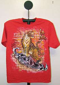 LA 8   LA Ink Red Oriental Tiger Tattoo Art T Shirt   Size Large   XL 