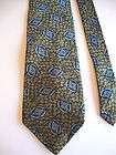 NINO CERRUTI   OLIVE WITH TEAL   VINTAGE SILK NECK TIE