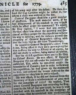 GENERAL JOHN BURGOYNE Battle of Saratoga 1779 Newspaper  