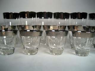 16 Dorothy Thorpe Style Silver Band Cocktail Glasses Mad Men Mid 