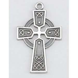  Sterling Large Celtic Cross Medal with 18 Stainless Steel 