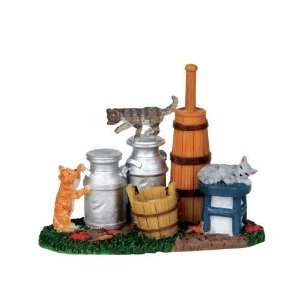  Lemax Village Collection BUTTER CHURN & MILK CANS #14354 