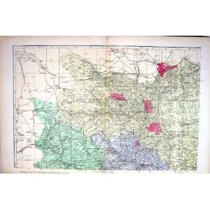   Map 1883 Yorkshire England Richmond Thirsk Ripon