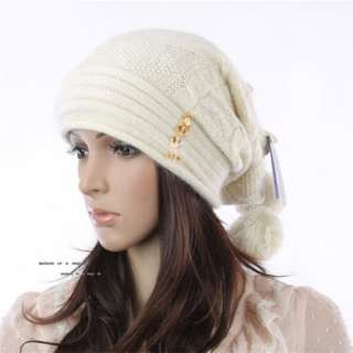   Cool Womens Pattern Winter Wool Cap Snow Warm Beanie Knitted Ball Hat