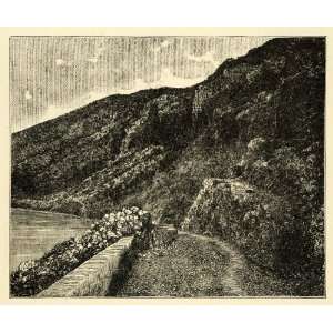  1890 Wood Engraving Skironian Rocks Megara Corinth Sea 
