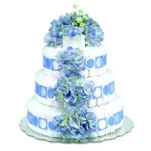  Baby Diaper Cake Blue Hydrangeas (2 or 3 Tiers)