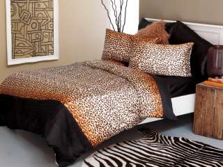 Faux Silk LEOPARD PRINT Queen Quilt Doona Bed Cover Set  