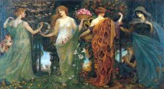 The Masque Of The Four Seasons Walter Crane oil repro  
