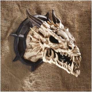 Medieval Gothic Dragon Skull Wall Sculpture Statue Décor  