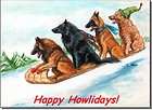 Belgian Shepherd Gray Tervuren Puppy Xmas Art Note Cards Christmas 