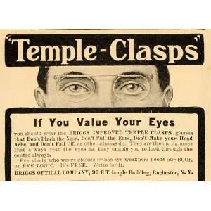  1904 Vintage Ad Briggs Temple Clasps Glasses Eyeglasses 