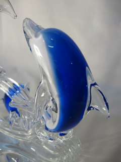 LARGE VENETIAN MURANO DOLPHIN FAMILY MOTHER AND CHILD  