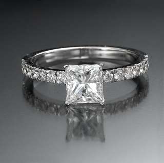   CT DIAMOND ENGAGEMENT 14KT WHITE GOLD SOLITAIRE PRINCESS CUT NEW RING