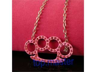 HOT Pansy Crystal+Pink Brass Pendant Necklace S11  