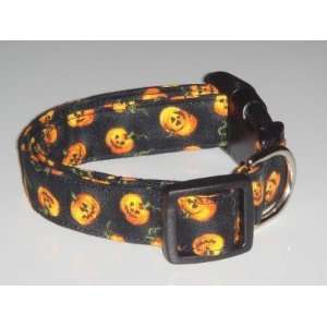  Black Halloween Pumpkins Jack O Lantern Dog Collar Medium 