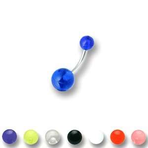 Acrylic Belly Ring with Black Balls   14g (1.6mm) , 3/8 (10mm)   Sold 