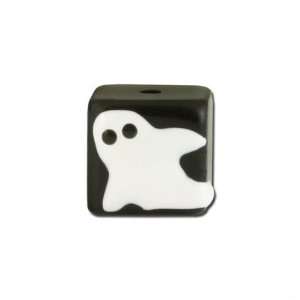  12mm Square Black Ghost Hand Painted Lampwork Beads Arts 