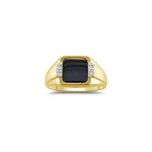  0.01 CT 10MM SQUARE ONYX MENS GOLD RING 7.0 Jewelry
