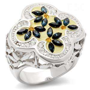  Jewelry Funk Floral Austrian Crystal Ring SZ 7 Jewelry