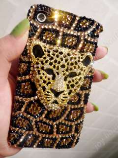 Topaz Bling 3D gold Leopards crystal rhinestone Case Cover Apple 