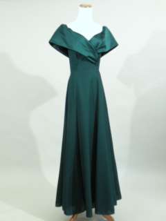 vtg 80s green off the shoulder evening dress prom party formal maxi S 