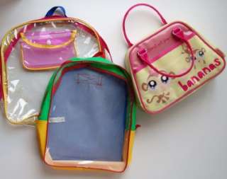 Lot 3 Plastic Kids Pet Shop Lunch Bags Backpacks Clear  