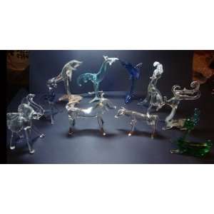  Set of 10 Blown Glass Animal Figurines 3.5h Everything 