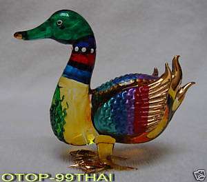 Thai Art Blown Glass Handmade Duck Figurine  