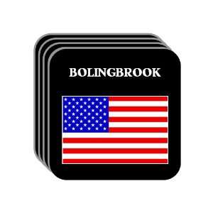 US Flag   Bolingbrook, Illinois (IL) Set of 4 Mini Mousepad Coasters