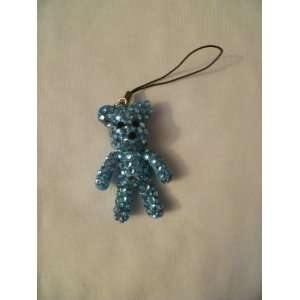  Blue Crystal Bear Cell Phone Charm with Turnable Parts 