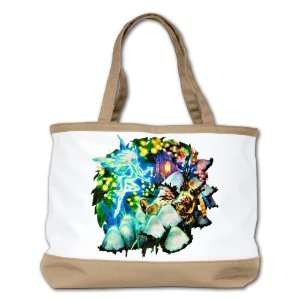  Shoulder Bag Purse (2 Sided) Tan Mushroom Garden Fairy and 