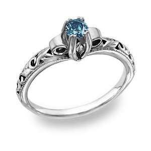  Blue Diamond 1/4 Carat Art Deco Ring Jewelry