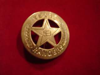 Brass Circle Star Badge, Texas Ranger, flag center  