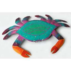   Pink Crab   Haitian Metal Art Tropical Design 15x21