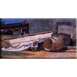  Boy in a Boatyard 16x8 Streched Canvas Art by Homer 