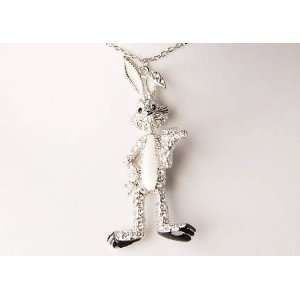 Hare Rabbit Bunny Replica Clear Crystal Rhinestone Animal Cute Pendant 