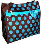 Brown with big Blue Polka Dots Shopper Tote Canvas Velcro & Zip 