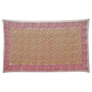  Pink & Green Hearts Mini Block Print Tapestry