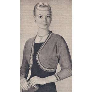 Vintage Knitting PATTERN to make   Bolero Shorty Jacket Sweater. NOT a 