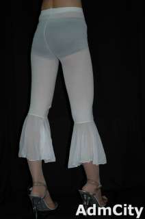 Music Legs Mesh belly capri pants white  