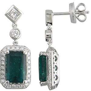 Colombian Emerald and Diamond Earrings in 18kt white gold