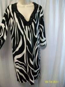 BISOU BISOU NWT black & white embellished zebra inspired career dress 