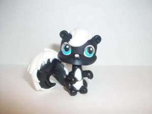 Littlest Pet Shop Black and White Skunk Blue Eyes #85  