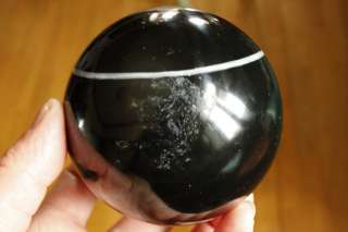 Item Name 82mm Tourmaline Ball Black Crystal White Band Stone Sphere 