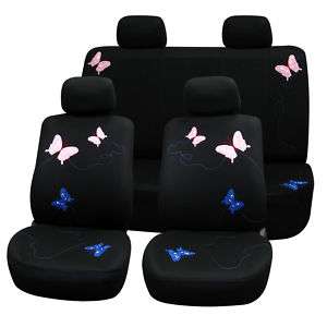 Universal Car Seat Cover black & butterfly embroidery  