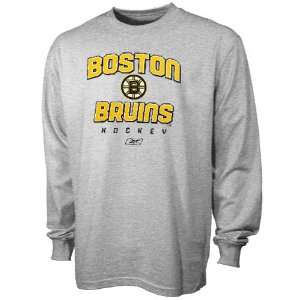  Reebok Boston Bruins Ash Primary Logo Logo Long Sleeve T 